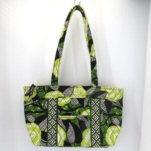 Vera Bradley La Neon Rose Green & Black Quilted Little Shoulder Bag